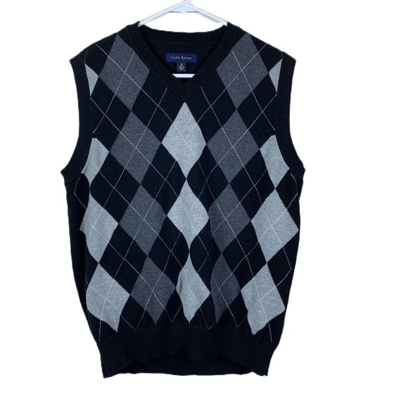Club Room Black and Gray Argyle Vest - Picture 1 of 5